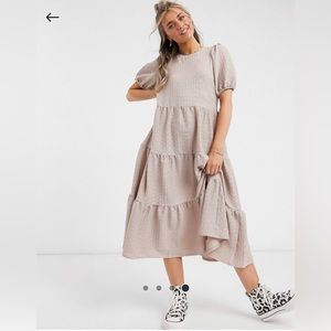 ASOS DESIGN Oversized Textured Midi Smock Dress